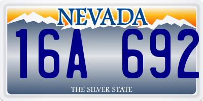 NV license plate 16A692