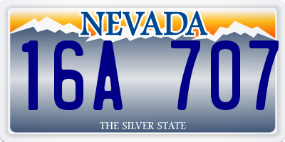 NV license plate 16A707