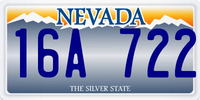 NV license plate 16A722