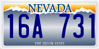 NV license plate 16A731