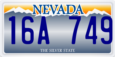 NV license plate 16A749