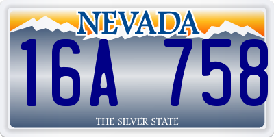 NV license plate 16A758