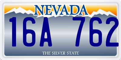 NV license plate 16A762