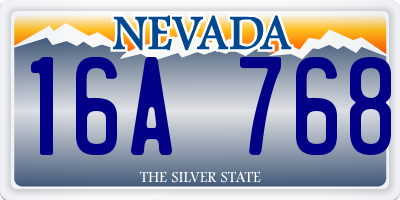 NV license plate 16A768