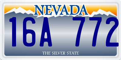 NV license plate 16A772