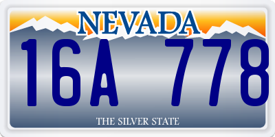 NV license plate 16A778