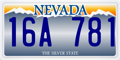 NV license plate 16A781