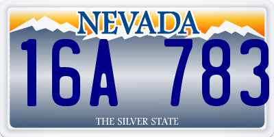 NV license plate 16A783