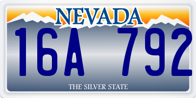 NV license plate 16A792