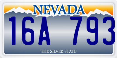 NV license plate 16A793