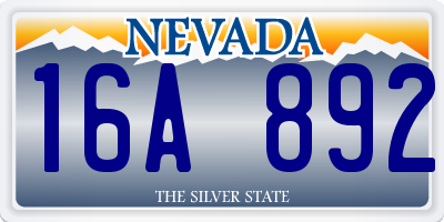 NV license plate 16A892