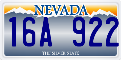 NV license plate 16A922