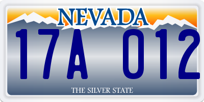 NV license plate 17A012