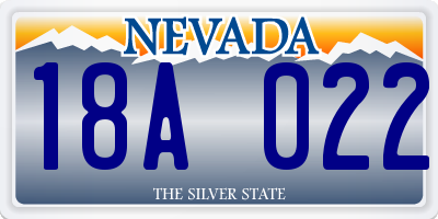 NV license plate 18A022