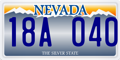 NV license plate 18A040