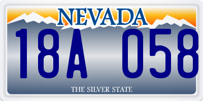 NV license plate 18A058