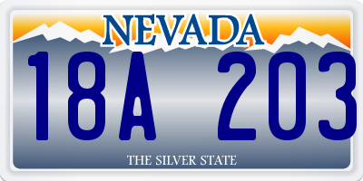 NV license plate 18A203