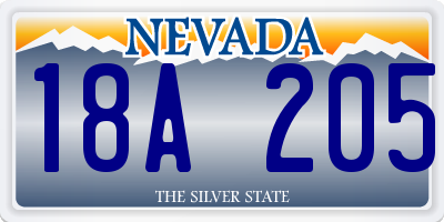 NV license plate 18A205