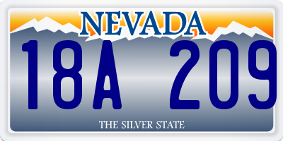 NV license plate 18A209