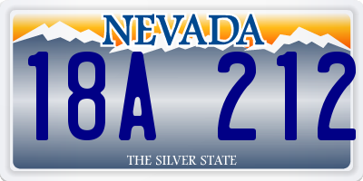 NV license plate 18A212