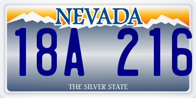 NV license plate 18A216