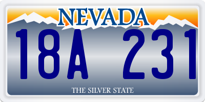 NV license plate 18A231