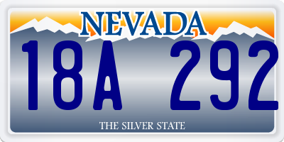 NV license plate 18A292