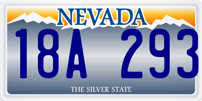NV license plate 18A293