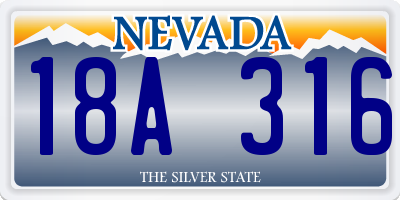 NV license plate 18A316