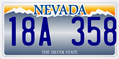 NV license plate 18A358