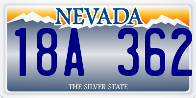 NV license plate 18A362
