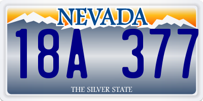 NV license plate 18A377