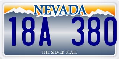 NV license plate 18A380