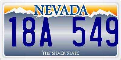NV license plate 18A549