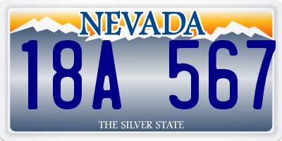 NV license plate 18A567