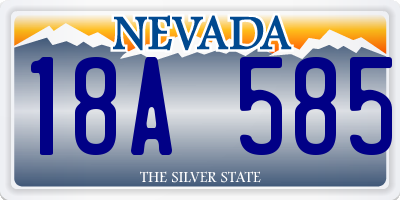 NV license plate 18A585