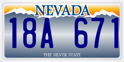NV license plate 18A671