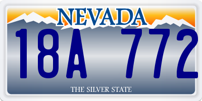 NV license plate 18A772