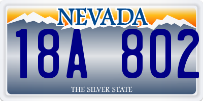 NV license plate 18A802