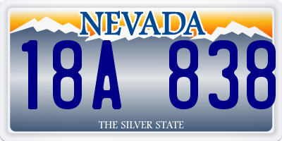 NV license plate 18A838