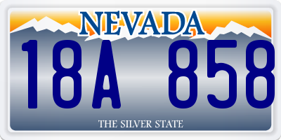 NV license plate 18A858