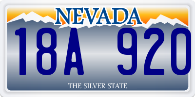 NV license plate 18A920