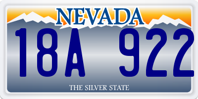 NV license plate 18A922