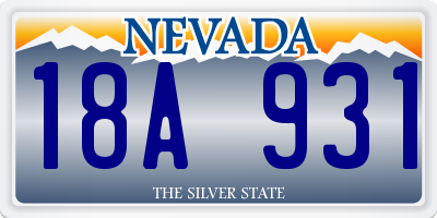 NV license plate 18A931
