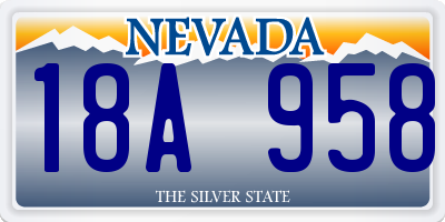 NV license plate 18A958