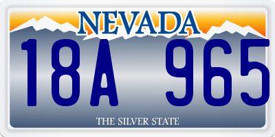 NV license plate 18A965