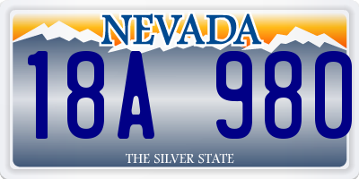 NV license plate 18A980