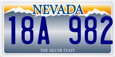 NV license plate 18A982