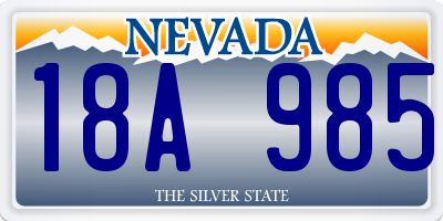 NV license plate 18A985