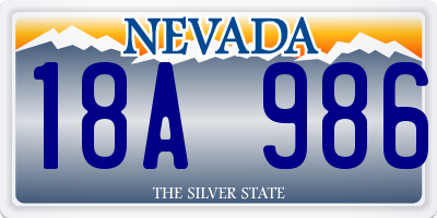 NV license plate 18A986